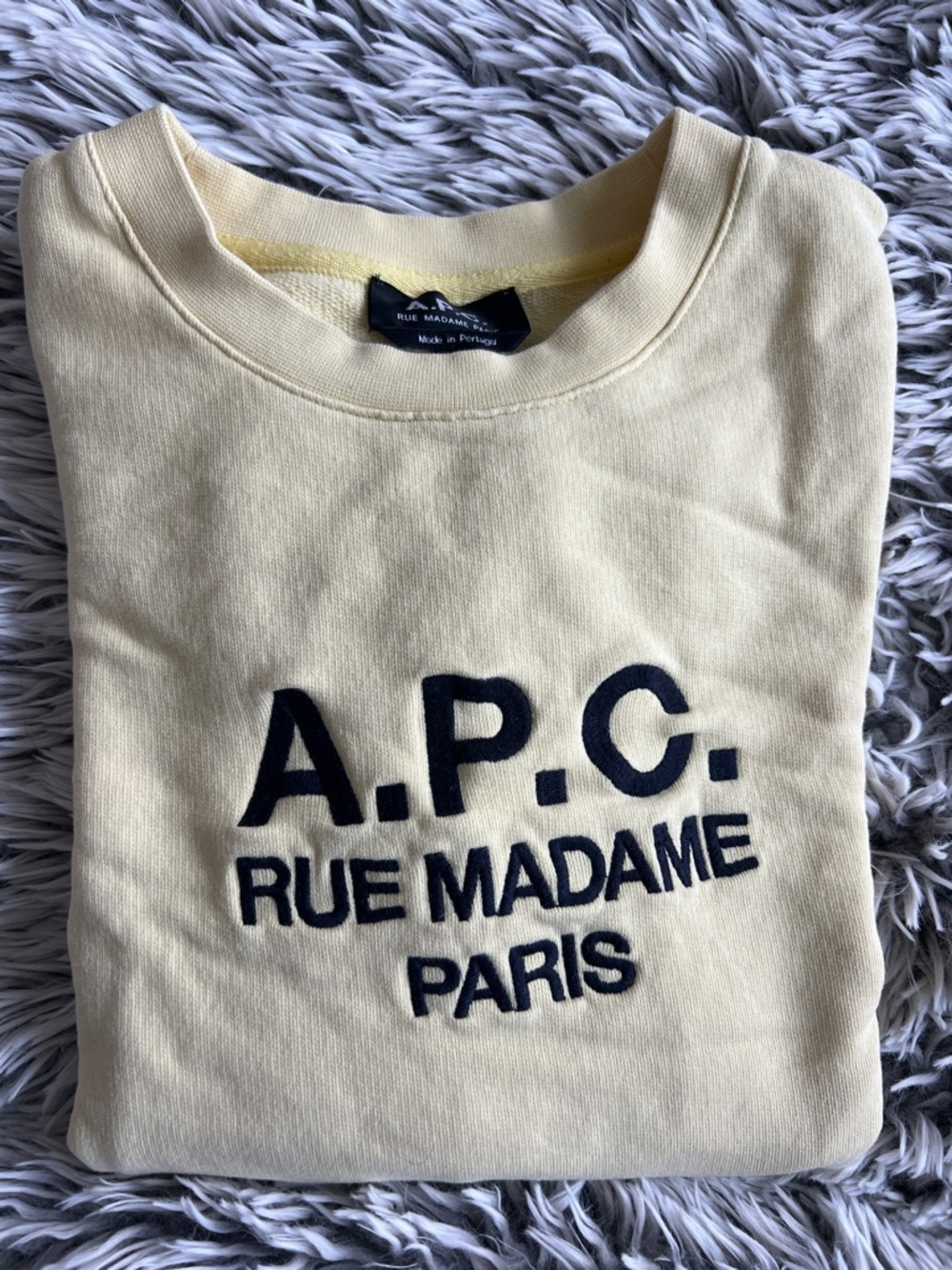 A.P.C. Pale Yellow Crewneck Sweatshirt with black Logo